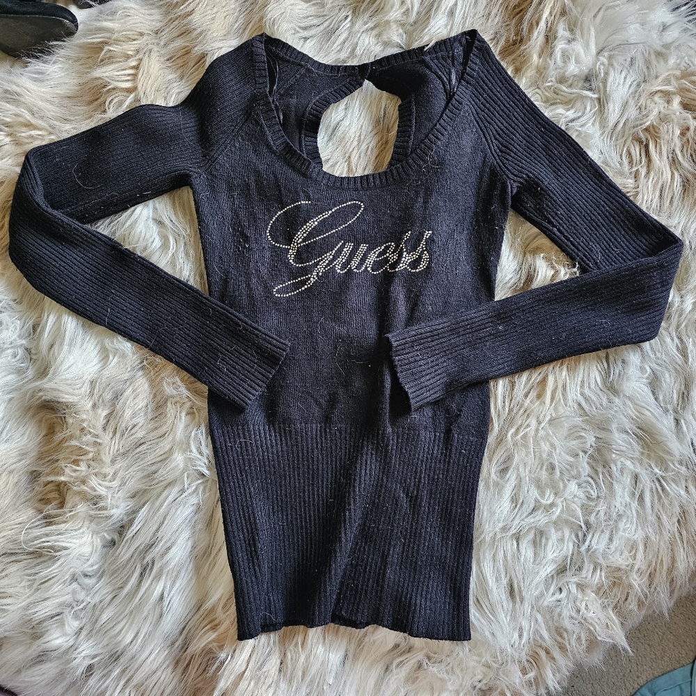 Guess Black Long Sleeve Top